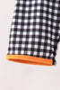 Black ghost spider embroidery gingham romper