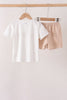 Khaki Pumpkin Embroidery Shorts Set