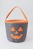 Black Pumpkin Applique Gingham Basket