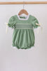 Sage collar smocked lace bubble
