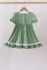 Sage collar smocked lace dress