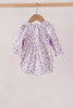 Purple floral smocked bow bubble