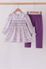 Purple floral smocked pants set