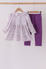 Purple floral smocked pants set