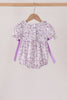 Purple floral blessed smocked ruffle bubble