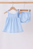 Blue Floral Smocked Lace Bloomer Set