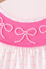 Pink bow pearl ruffle pants set