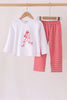 Red Football Embroidery Pants Set