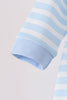 Blue Football Embroidery Stripe Romper