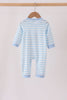 Blue Football Embroidery Stripe Romper