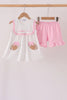 Pink Football Applique Ruffle Shorts Set