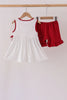 Red Alabama Roll Tide Embroidery Ruffle Shorts Set