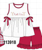 Red Alabama Roll Tide Embroidery Ruffle Shorts Set