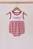 Red Alabama Roll Tide Embroidery Plaid Bubble