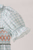 Sage pumpkin smocked gingham bubble