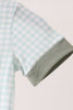 Sage pumpkin embroidery gingham romper