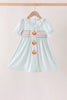 Sage pumpkin smocked gingham dress