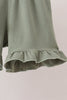 Sage pumpkin smocked gingham ruffle shorts set