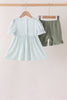 Sage pumpkin smocked gingham ruffle shorts set