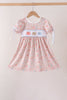 Pink Pumpkin Floral Embroidery Dress