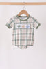 Green Pumpkin Embroidery Plaid Bubble