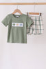 Green Pumpkin Embroidery Plaid Shorts Set