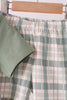 Green Pumpkin Embroidery Plaid Shorts Set