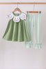Sage Pumpkin Embroidered Ruffle Pants Set