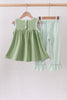 Sage Pumpkin Embroidered Ruffle Pants Set