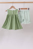 Sage Pumpkin Embroidered Ruffle Shorts Set
