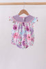 Purple Bow Embroidered Floral Bubble