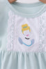 Light blue character embroidery ruffle bubble