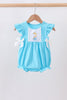 Blue character embroidery ruffle bubble