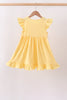 Mustard character embroidery ruffle dress