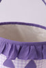 Purple Pumpkin Applique Gingham Ruffle Basket