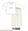 Khaki Puppy Fishing Embroidery Pants Set
