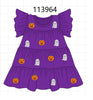 Purple ghost pumpkin sequin ruffle dress