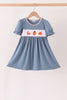 Blue turkey pumpkin embroidery dress