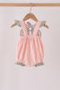 Pink pumpkin bow applique ruffle bubble