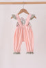 Pink pumpkin bow applique ruffle romper