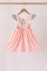 Pink pumpkin bow applique ruffle dress
