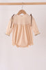 Khaki floral smocked bubble