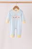 Blue airplane embroidery stripe romper