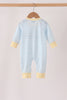 Blue airplane embroidery stripe romper