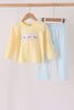 Blue airplane embroidery stripe pants set