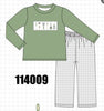 Green tools embroidery pants set