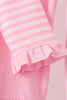 Pink football sequin stripe ruffle pants set