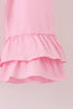 Pink football sequin stripe ruffle pants set