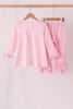 Pink football sequin stripe ruffle pants set