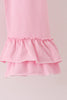 Pink football sequin stripe ruffle pants set